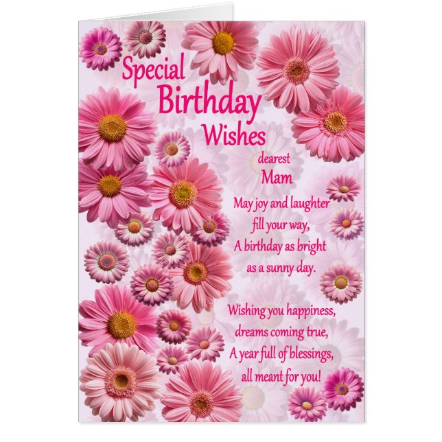 Mam Special Birthday wünscht Pink Daisies (Vorne)