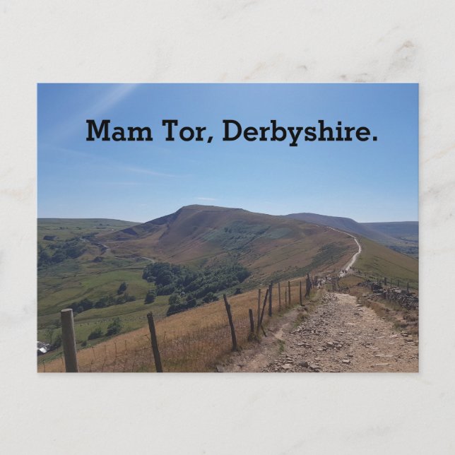Mam Tor, Derbyshire. Feiertagspostkarte (Vorderseite)