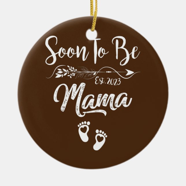 Mama 2023 Schwangerschaftsankündigung Bald Mama Keramik Ornament (Vorne)