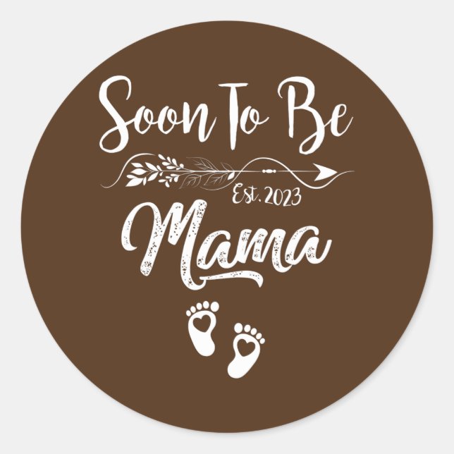 Mama 2023 Schwangerschaftsankündigung Bald Mama Runder Aufkleber (Vorderseite)