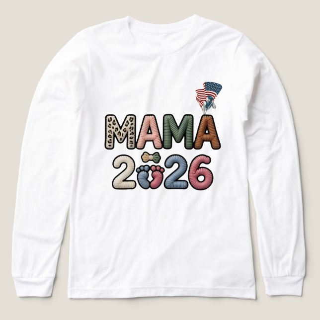 Mama 2026 Faux Baby Feet Pregnancy Reveal Tri-Blend Shirt (Design Vorderseite)