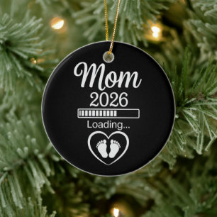Mama 2026 Papa Schwangerschaftsankündigung Baby wi Keramik Ornament