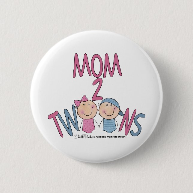 Mama 2 Twins Boy and Girl Button (Vorderseite)