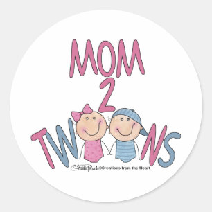 Mama 2 Twins Boy and Girl Runder Aufkleber