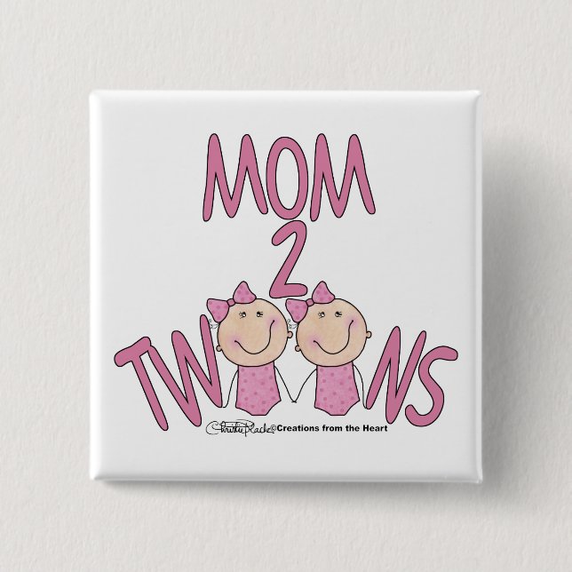 Mama 2 Twins Girls Button (Vorderseite)