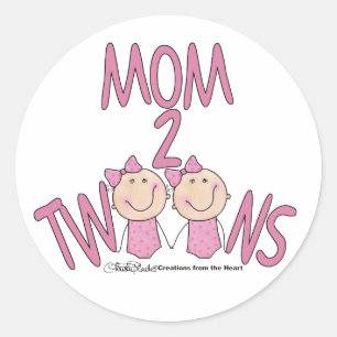 Mama 2 Twins Girls Runder Aufkleber