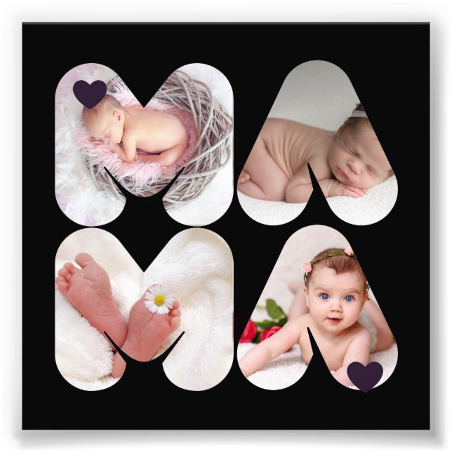 MAMA 4 x Foto Collage Geschenk für Mütter, Mama, (Vorne)