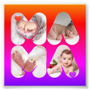 MAMA 4 x Foto Collage Geschenk für Mütter, Mama,