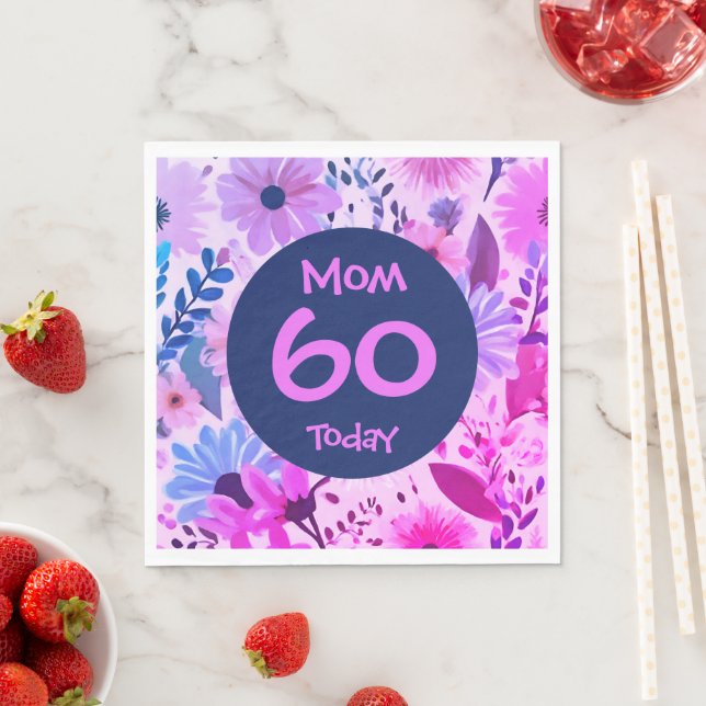 Mama 60 Heute rosa und blaues Party Serviette (Beispiel)