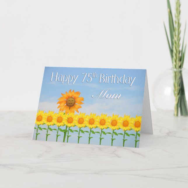 Mama, 75. Geburtstag, Sonnenblumen Karte (Vorderseite)