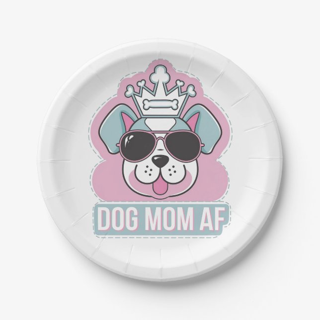 Mama AF - Funny Hund Mama Design Pappteller (Vorderseite)