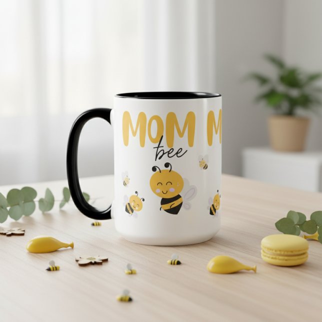 Mama als Baby-Biene Zweifarbige Tasse (Mom To Be Baby Bee Two-Tone Coffee Mug)