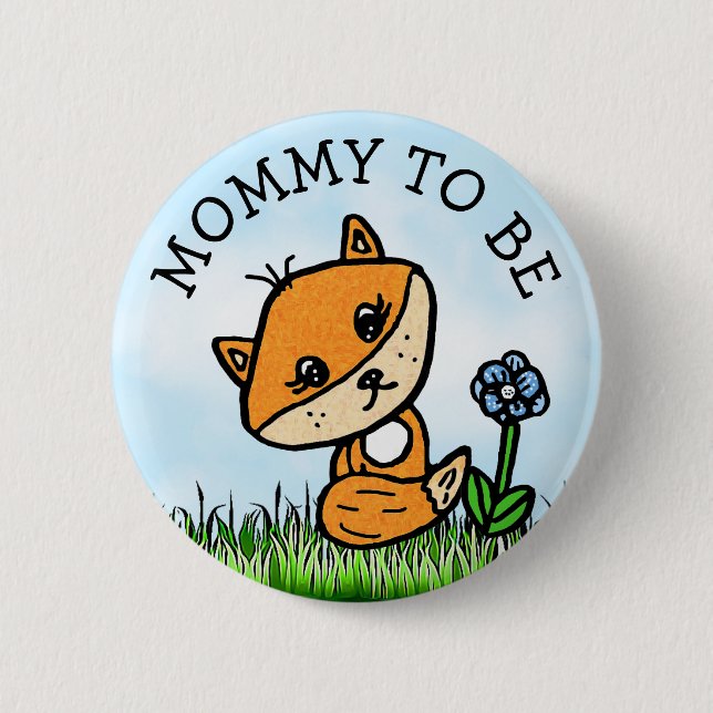 Mama als Klein-Fox-Babydusche Button (Vorderseite)