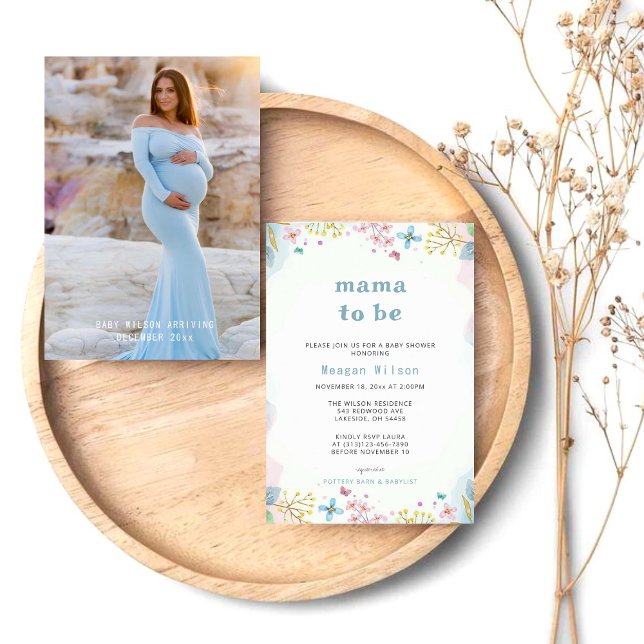 Mama als neutrale Babydusche für Wildblumen Einladung (Von Creator hochgeladen)