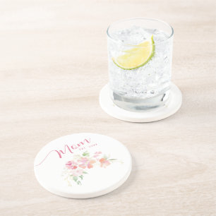 Mama als Wasserfarbe für Rosa Blütenfarbe Getränkeuntersetzer