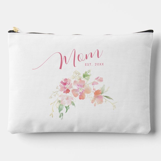 Mama als Wasserfarbe für Rosa Blütenfarbe Zubehörtasche (Vorderseite)