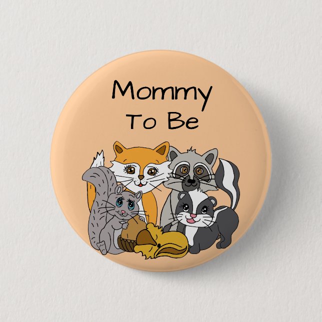 Mama als Woodland Forest Animals Baby Dusche Bu Button (Vorderseite)