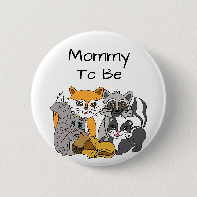 Mama als Woodland Forest Animals Baby Dusche Button (Vorderseite)