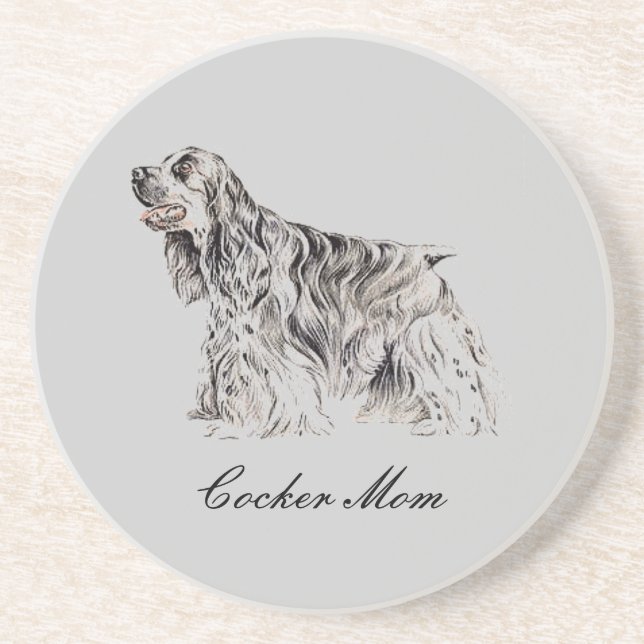 Mama, American Cocker Spaniel Sandstone Untersetze Sandstein Untersetzer (Vorne)