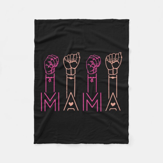 Mama American Sign Language Deaf Awareness Support Fleecedecke (Vorderseite)