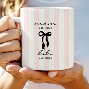 Mama an Bibi Mug Rosa Bogen Streifen Kaffeetasse