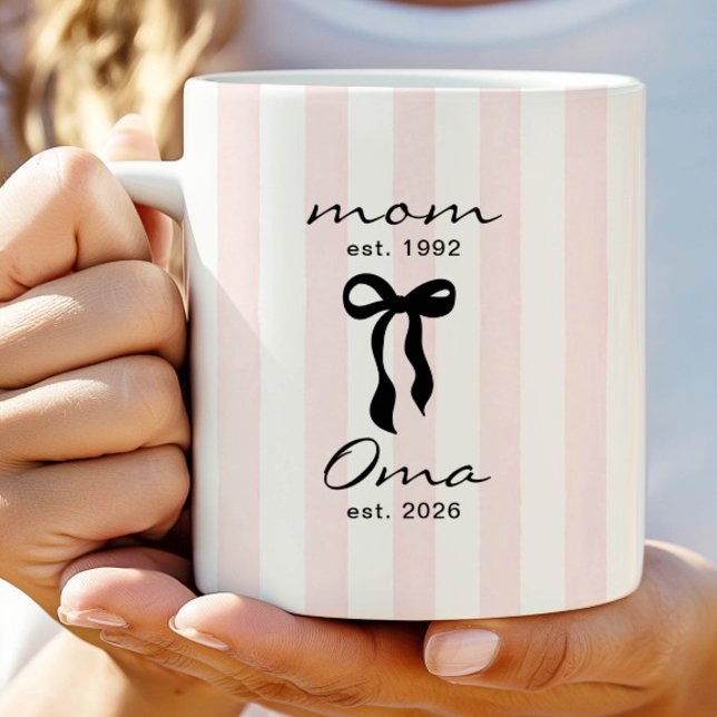 Mama an Oma Tasse Rosa Bogen Streifen (Von Creator hochgeladen)
