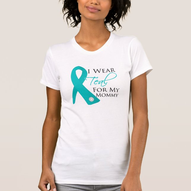 Mama - aquamarines Band-Eierstockkrebs T-Shirt (Vorderseite)