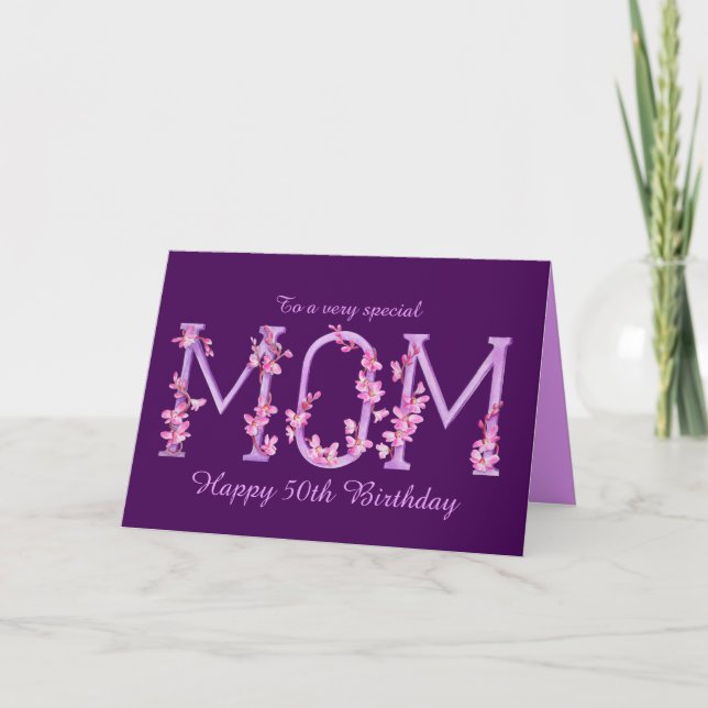 Mama Aquarell Orchid benutzerdefinierte 50. Geburt Karte (Vorderseite)