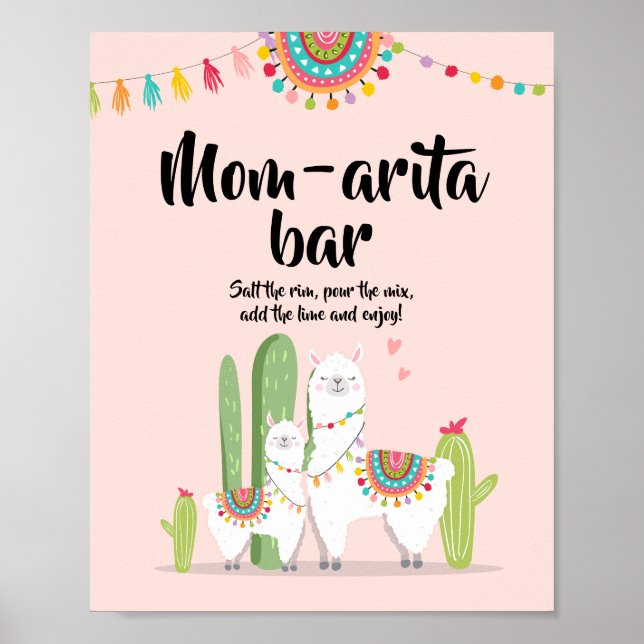 Mama-arita Margarita Bar Fiesta Llama Duschzeichen Poster (Vorne)