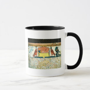 Mama auf einem Begräbnis- Bett mit verschiedenen Tasse