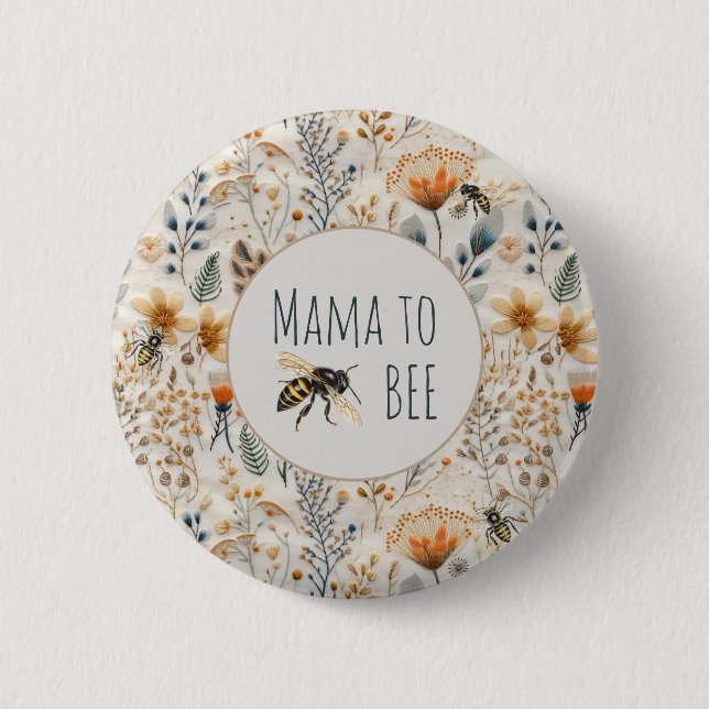 Mama auf staubige blaue Blütendusche Button (Vorderseite)