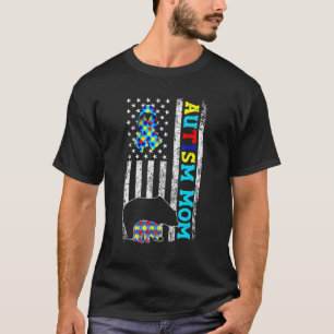 Mama-Autismus-Bewusstsein-Amerikanische-Flagge-Bär T-Shirt