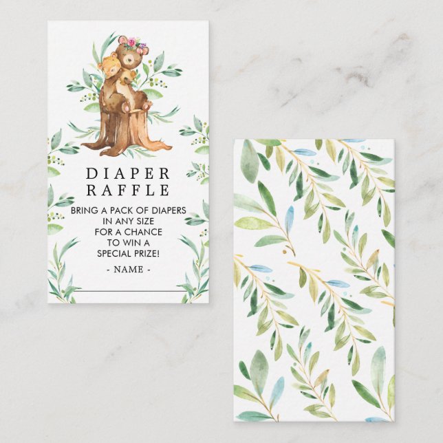 Mama & Baby Bear Baby Dusche Windeln Raffel Ticket Begleitkarte (Vorne/Hinten)