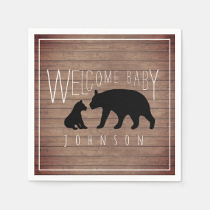 Mama + Baby Bear Wood Baby Dusche Serviette