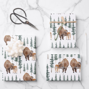 Mama Baby Bison Geschenkpapier Set