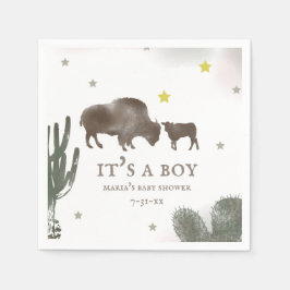 Mama Baby Buffalo Cactus Boy Baby Shower Napkins Serviette