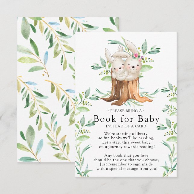 Mama & Baby Bunny Baby Showbook für Babykarte Begleitkarte (Vorne/Hinten)