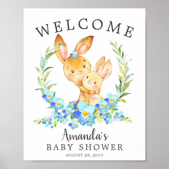 Mama & Baby Bunny Welcome Baby Showplakat Poster (Vorne)