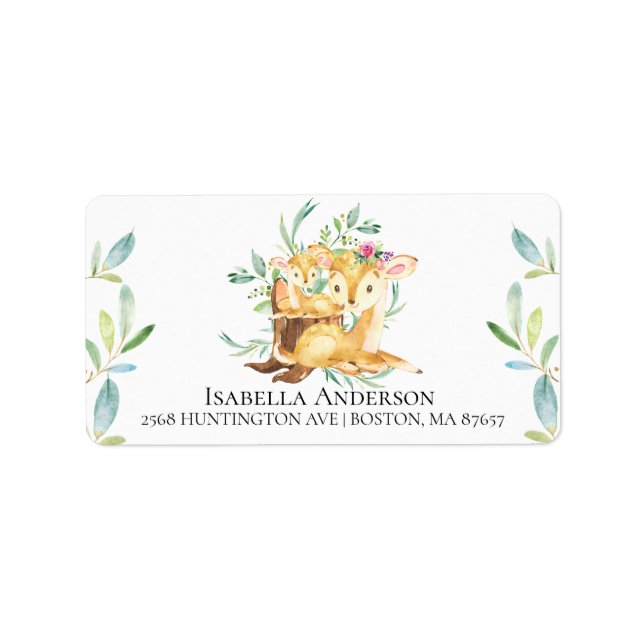 Mama & Baby Deer Baby Dusche Adressaufkleber (Vorne)