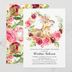 Mama & Baby Deer Baby Dusche Einladung