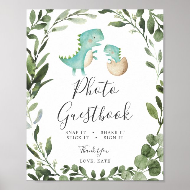Mama Baby Dinosaur Baby Dusche Foto Gästebuch Unte (Vorne)