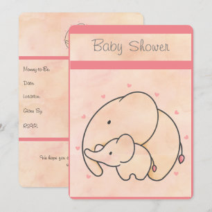 Mama & Baby Elephant Baby Dusche Einladung