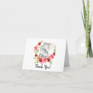 Mama & Baby Elephant Girls Dusche Vielen Dank Dankeskarte