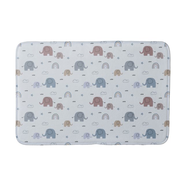 Mama & Baby Elephant Muster Bath Mat Badematte (Vorderseite)