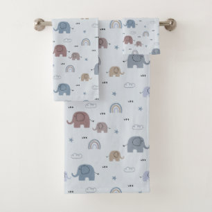Mama & Baby Elephant Pattern Badetuch Set