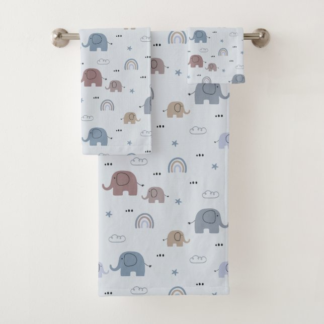 Mama & Baby Elephant Pattern Badetuch Set (Insitu)