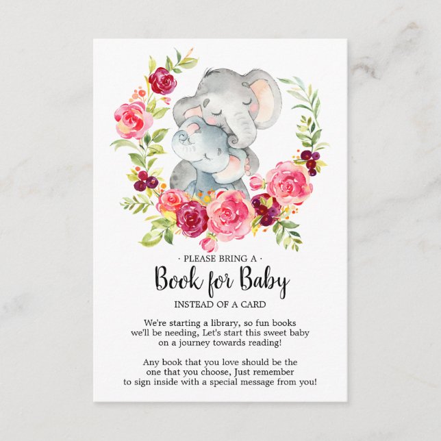 Mama & Baby Elephant Shower Book for Baby Card Begleitkarte (Vorderseite)