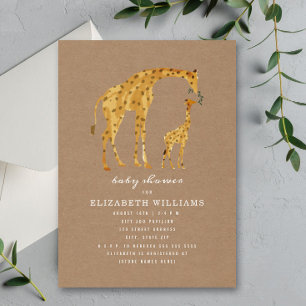 Mama & Baby Giraffe Cardstock Neutrale Babydusche Einladung