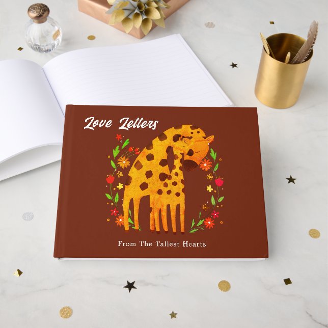 Mama & Baby Giraffe Liebe Briefe aus dem höchsten  Gästebuch (Vorderseite Offen)