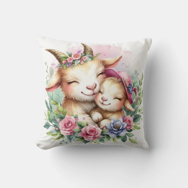 Mama & Baby Goat Kissen (Vorderseite)